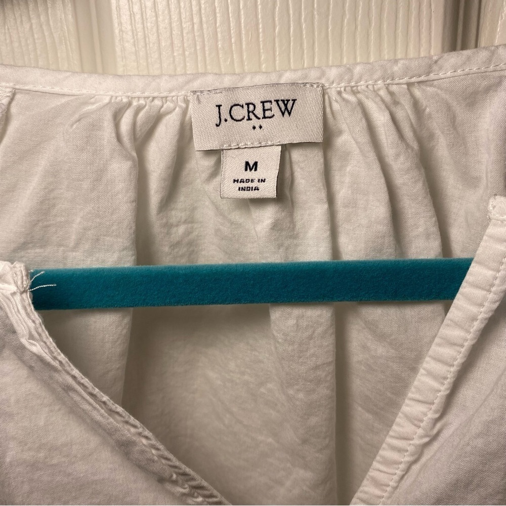 White J. Crew Blouse with Pom Pom Detailing - Picture 4 of 10